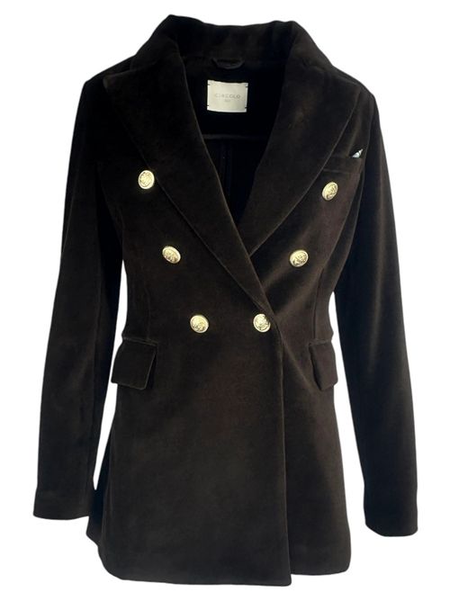 giacca donna doppiopetto in velluto liscio marrone Circolo 1901 | FD3623G1125